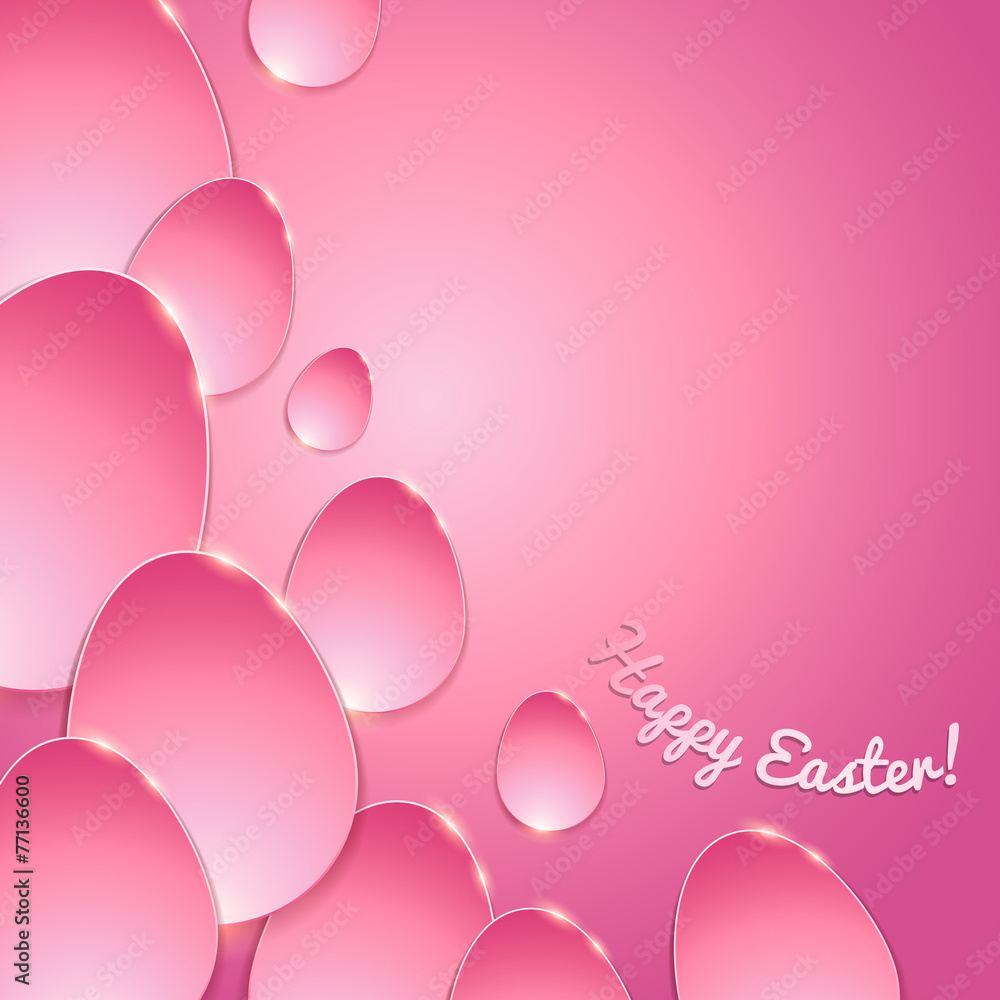 Simple shiny eggs on gradient background - pink.
