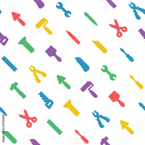 Multicolored flat house tools seamless pattern