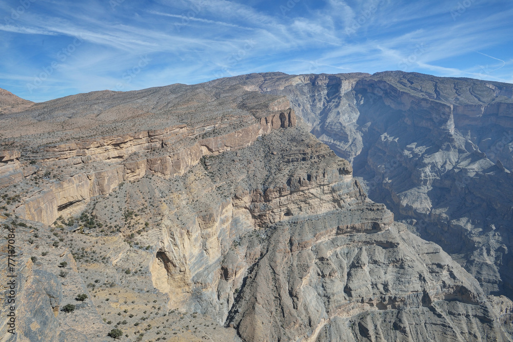 Fototapeta premium Mountains with a blue sky, Jabal Shams, Sultanate of Oman
