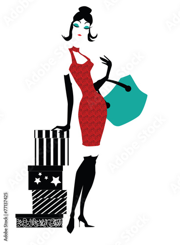 stylish woman with presents