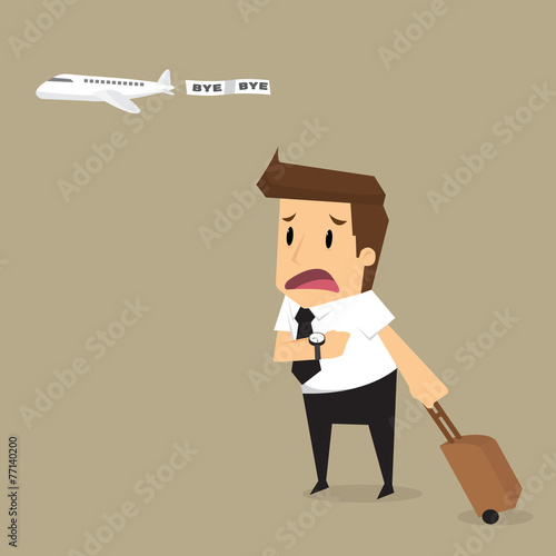 businessman plane missing the airplane