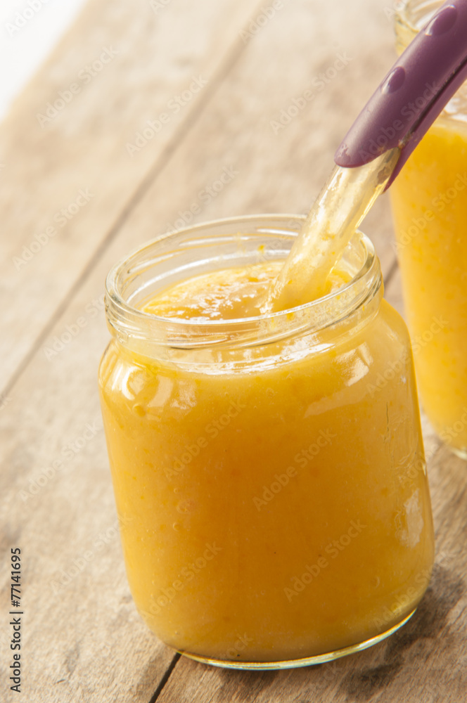 Jar of carrot baby food Jar of carrot baby food