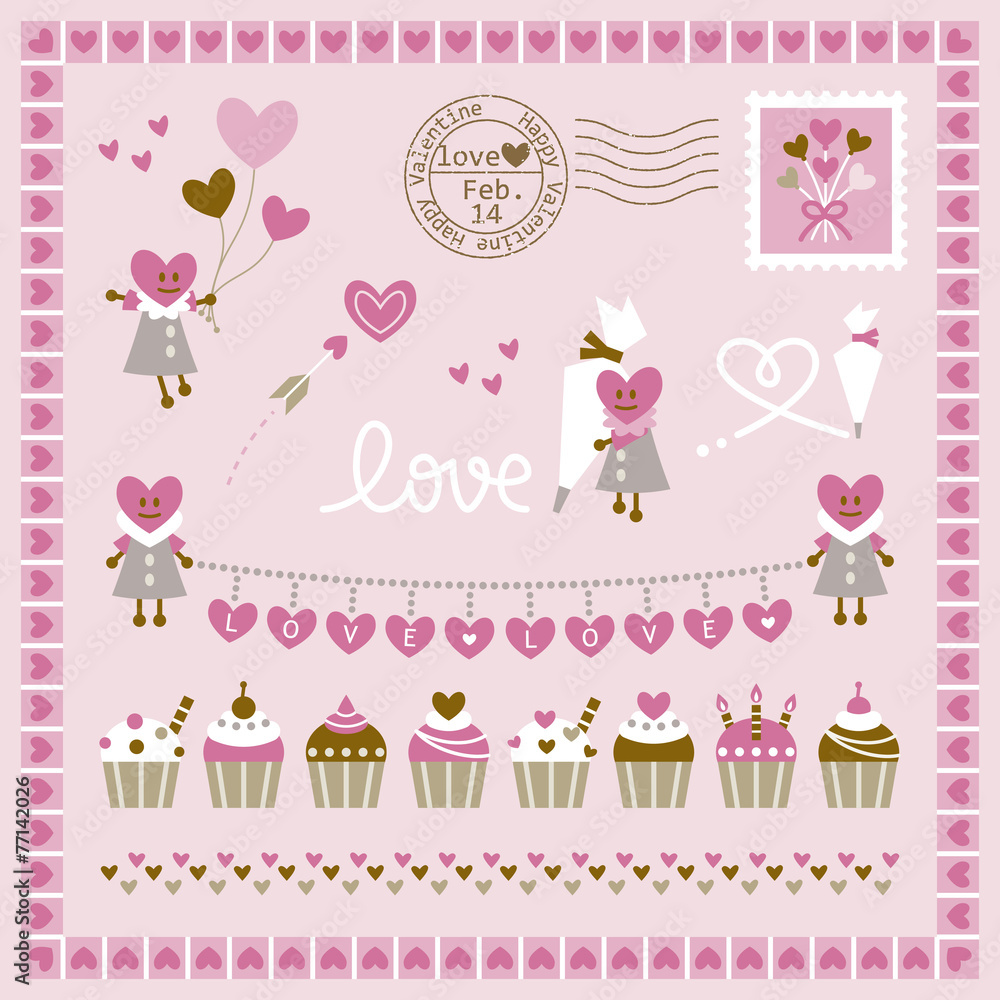 Set of hearts and sweets design