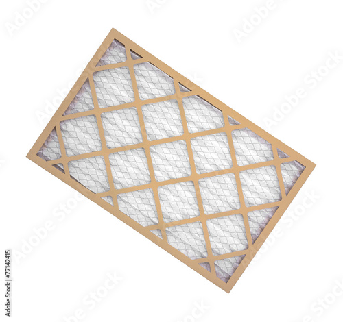 New furnace filter on white background.