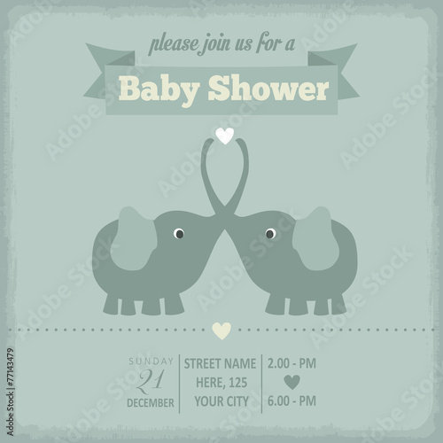 baby shower invitation in retro style