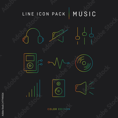 Line icon set music