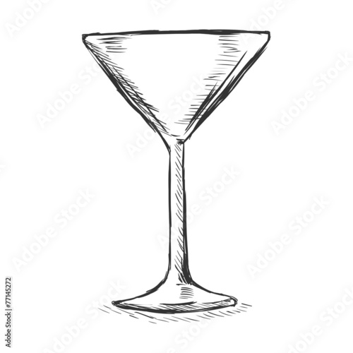 Vector Single Sketch Cocktail Glass