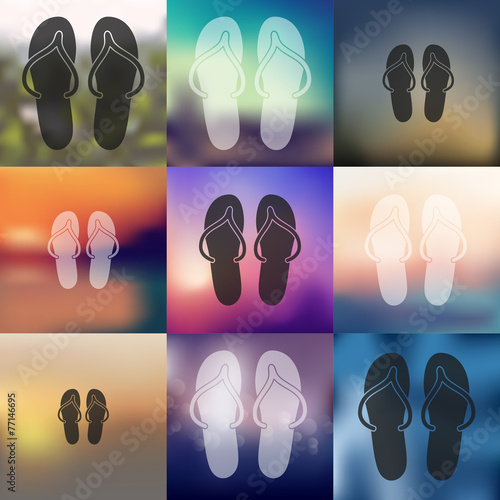 slippers icon on blurred background
