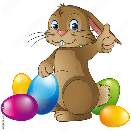 Osterhase bereitet Osternest vor