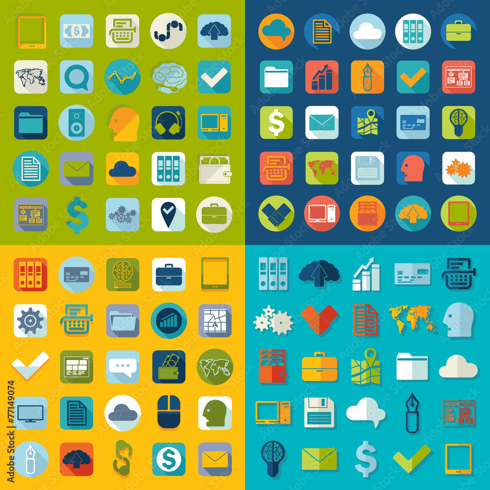 Set of business flat icons Set of business flat icons