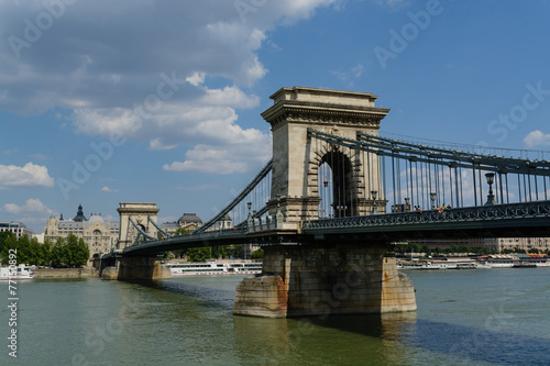 Chain bridge over Danube river in Budapest