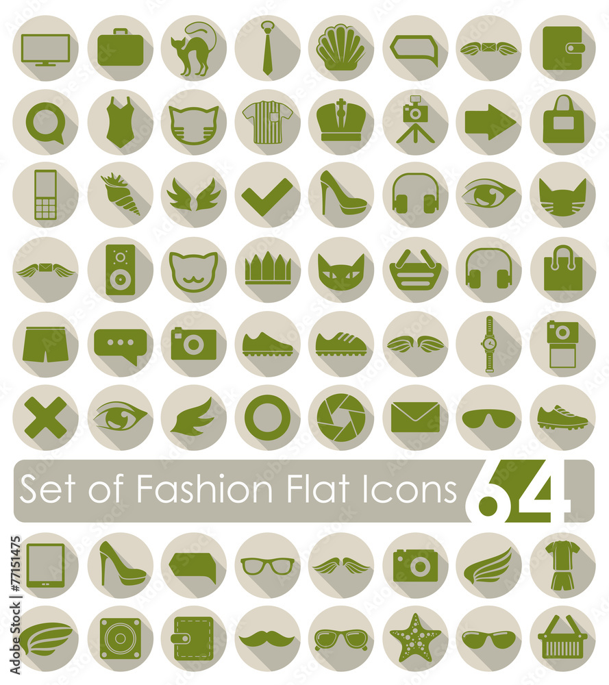 Set of fashion flat icons Set of fashion flat icons