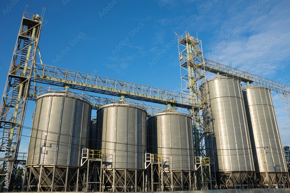 Silo in agricultural factory.