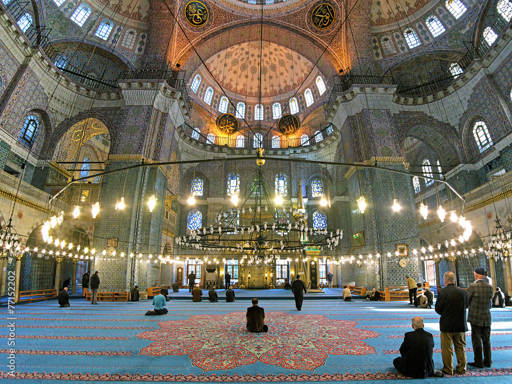 Interior of Yeni Mosque in Istanbul, Turkey