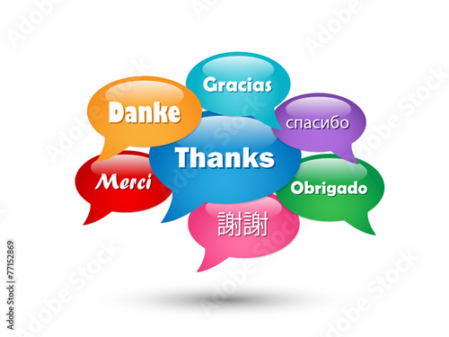 "THANK YOU" Speech Bubble Tag Cloud (card thanks gratitude joy)