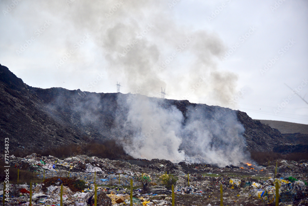 Fototapeta premium Garbage pile outside the city