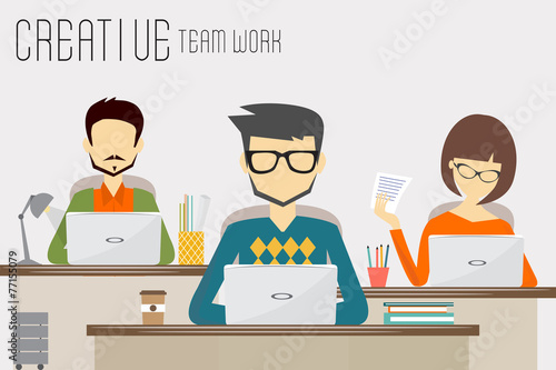 concept of the coworking center, creative teamwork