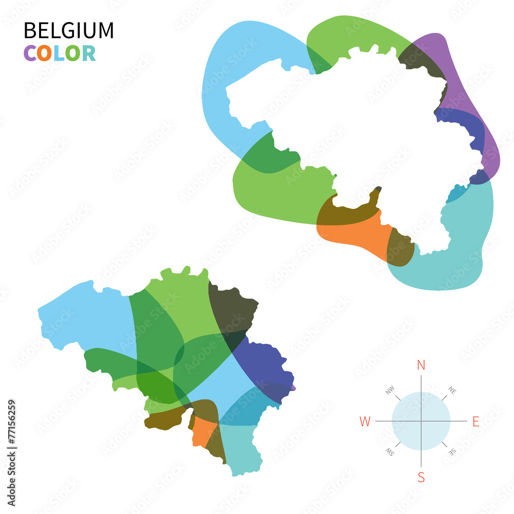 Abstract vector color map of Belgium