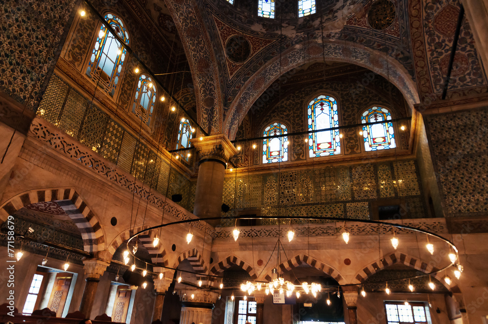 Interior of Blue Mosque in Istanbul, Sultanahmet Mosque