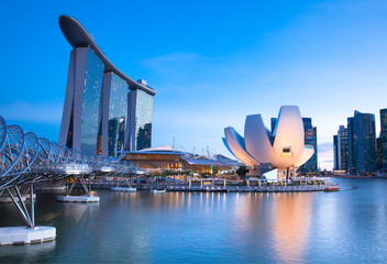 Fotobehang Singapore Marina Bay Singapore bij nacht  © Elena Ermakova