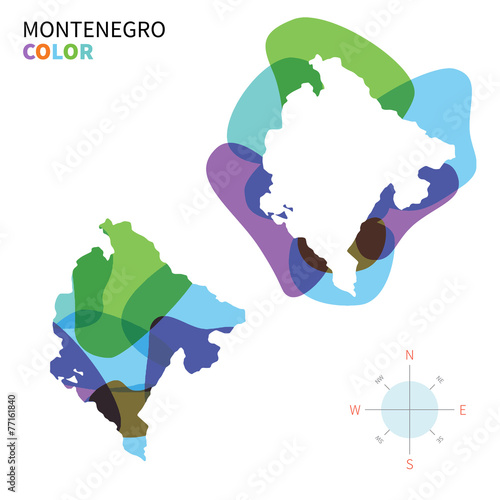 Abstract vector color map of Montenegro