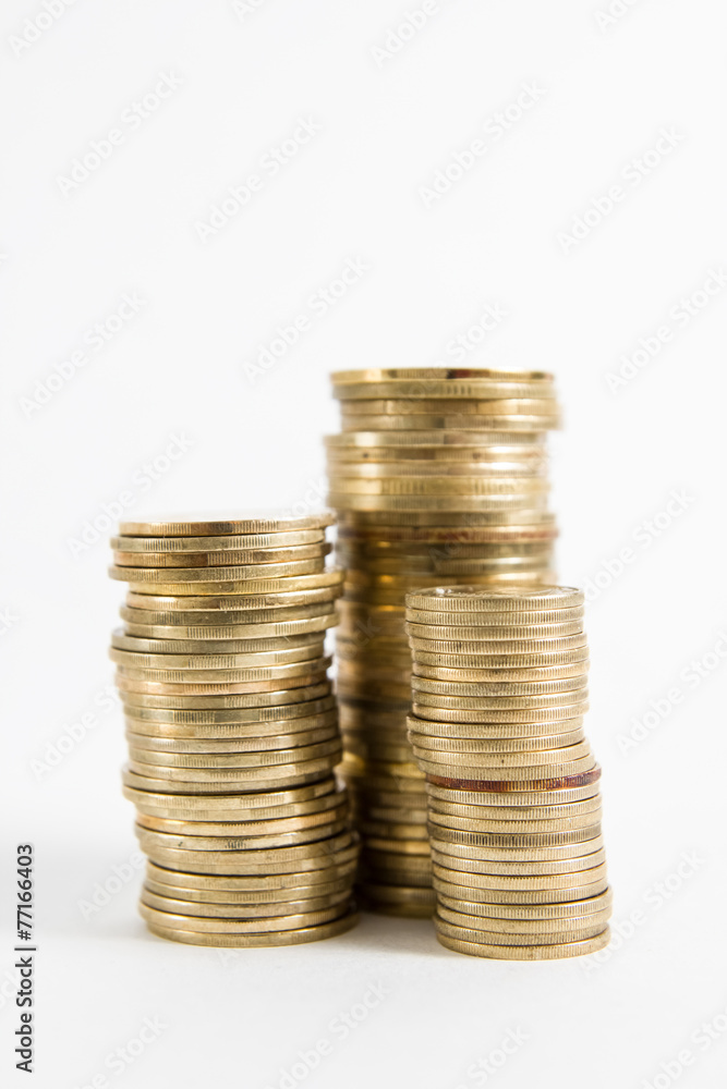 Columns of coins isolated on white background Columns of coins isolated on white background