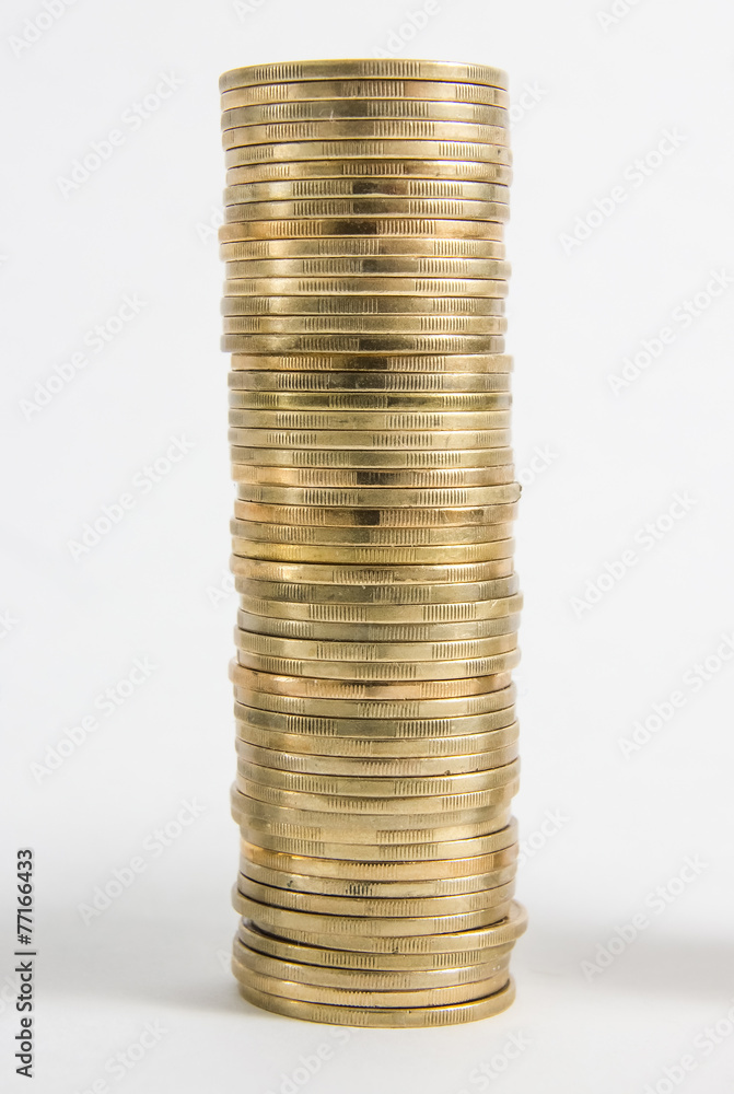 Columns of coins isolated on white background Columns of coins isolated on white background