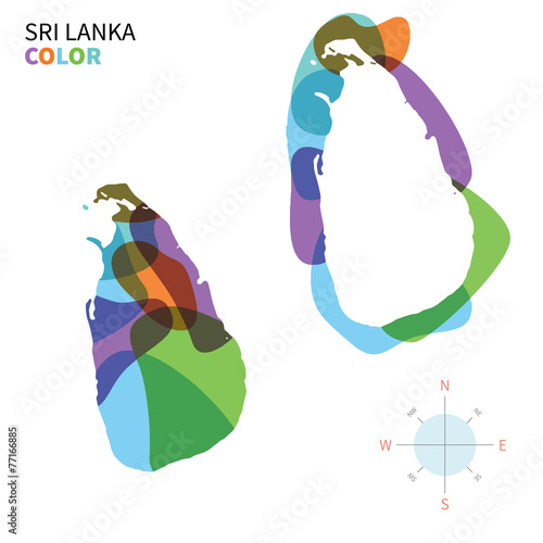 Abstract vector color map of Sri Lanka