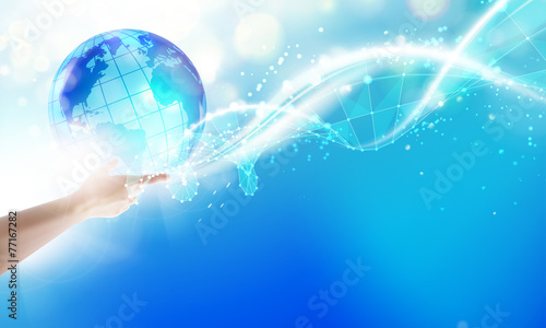 Human holding globe.