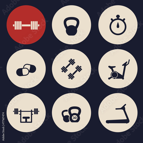 fitness icons set 4 vector illustration, eps10, easy to edit