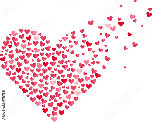 Red heart made of small confetti hearts