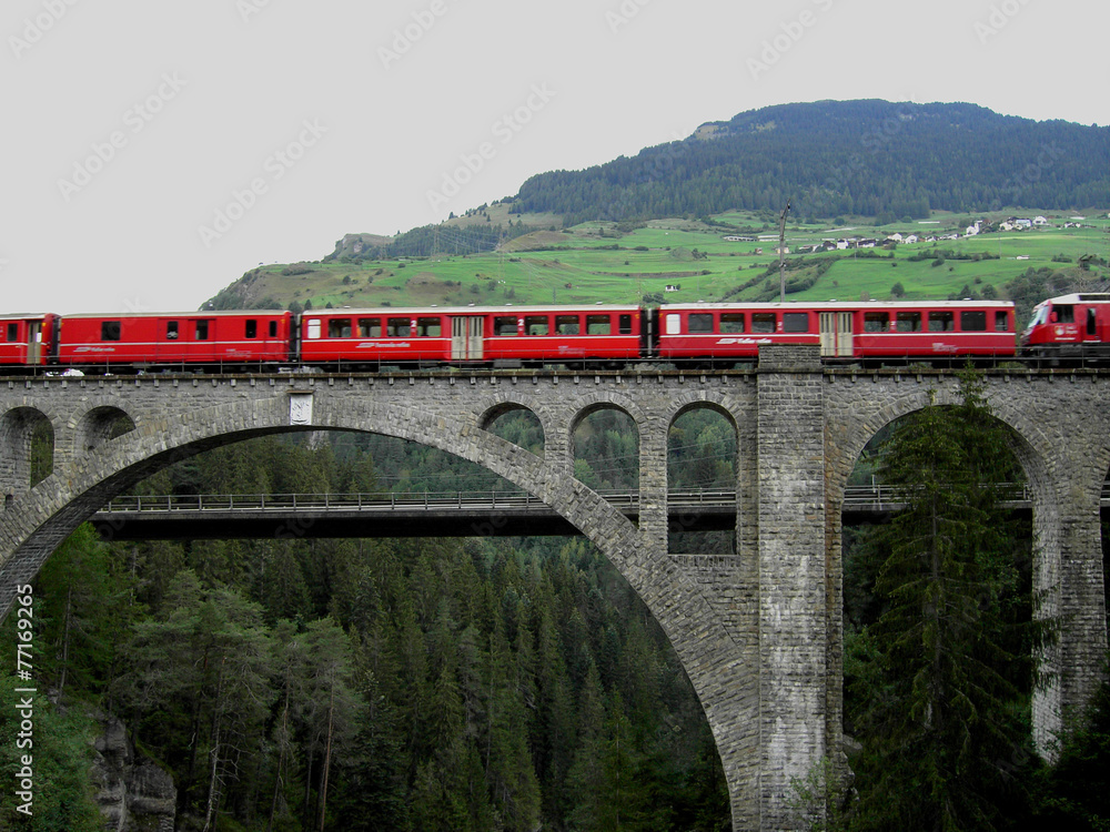 Railway line, Switzerland. - obrazy, fototapety, plakaty 
