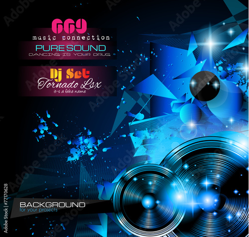 Disco Night Club Flyer layout with  music themed elements