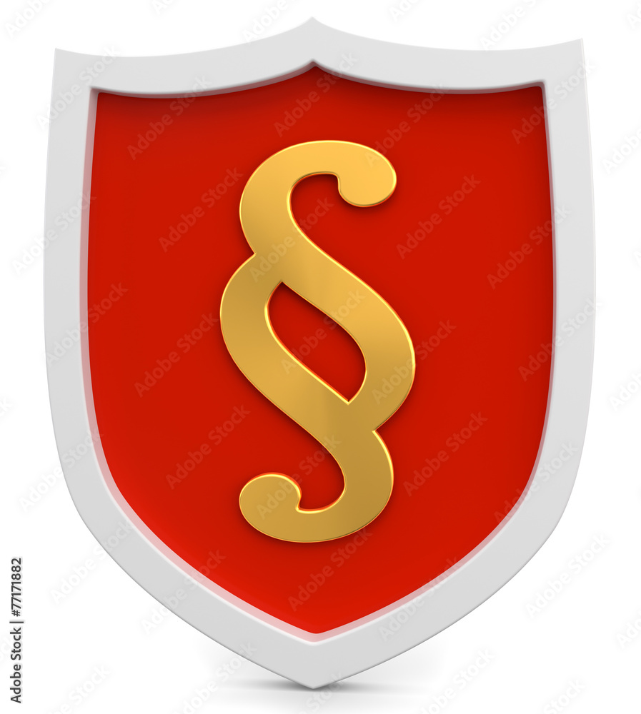 Rotes Schild mit Paragraph gold Rotes Schild mit Paragraph gold