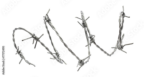 Barbed wire isolated on a white background photo