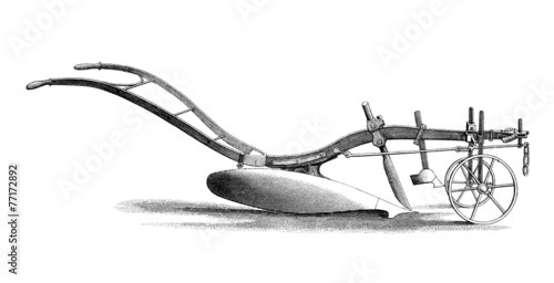 Victorian engraving of a plough Fototapet