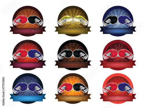 Boxing gloves banner set