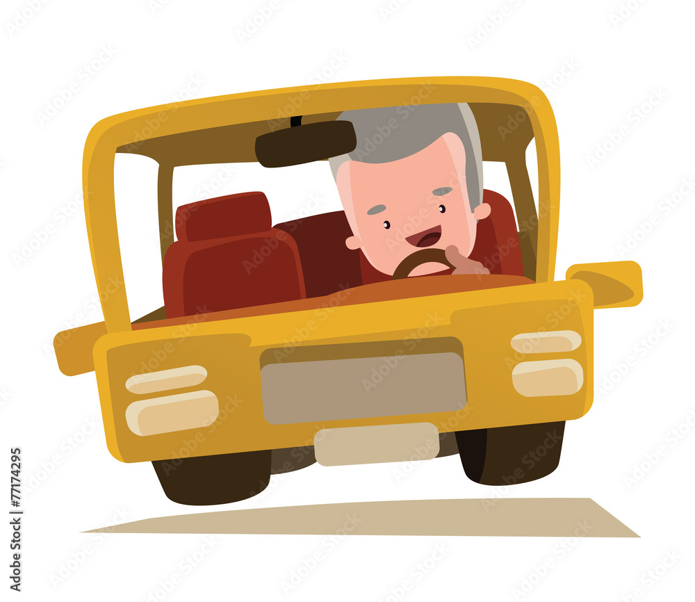 Grandpa driving a car vector illustration cartoon character Grandpa driving a car vector illustration cartoon character