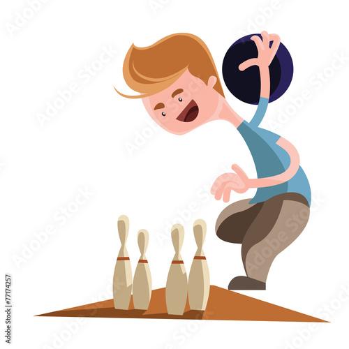 Man playing bowling vector illustration cartoon character