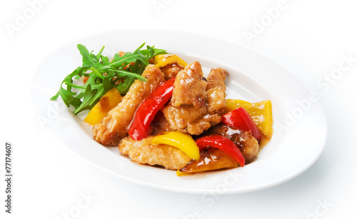 Restaurant food isolated - white fish in batter
