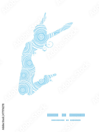 Vector doodle circle water texture jumping girl silhouette