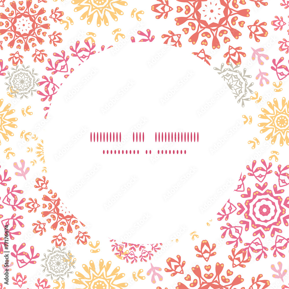 Vector folk floral circles abstract frame seamless pattern Vector folk floral circles abstract frame seamless pattern