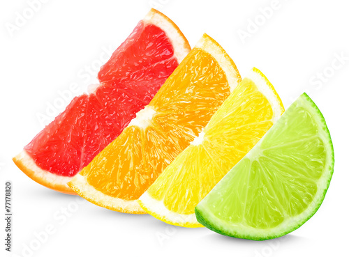 citrus slices isolated on white