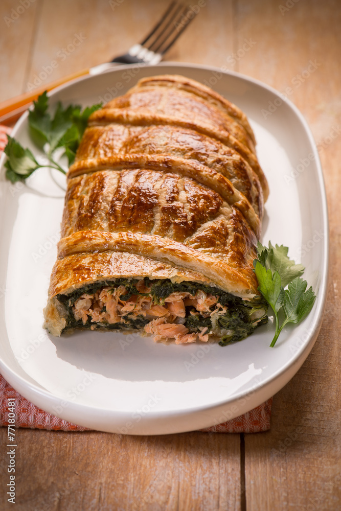 strudel stuffed with fresh salmon and spinach strudel stuffed with fresh salmon and spinach