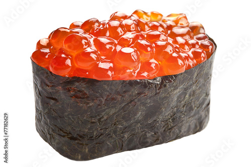 traditional sushi sashimi on white background