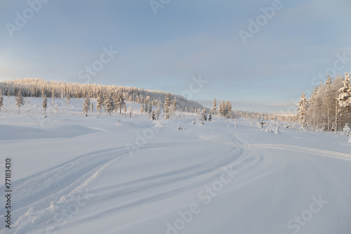 Winter landscape at lapland, fresh fallen snow
