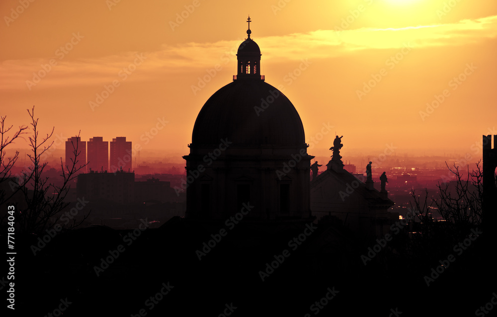 Cathedral Silhouette at Sunset, Brescia, Italy