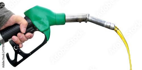 Pumping fuel on white background.