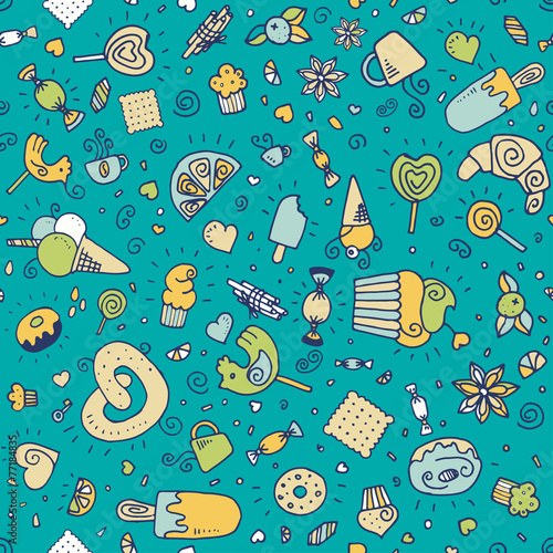 Vector seamless pattern with desserts