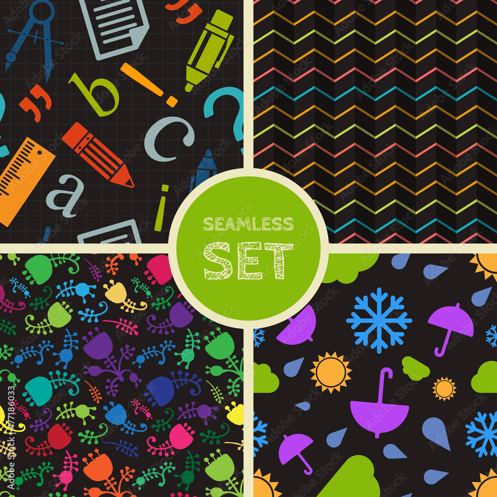 Vector set of four seamless background